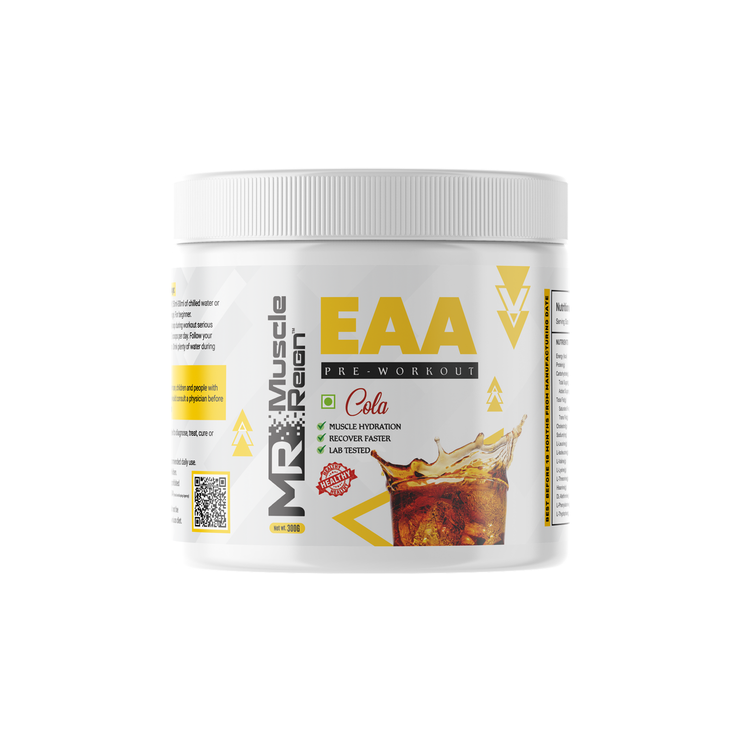 Muscle Reign EAA pre and post workout EAA powder in Cola flavor for energy and recovery